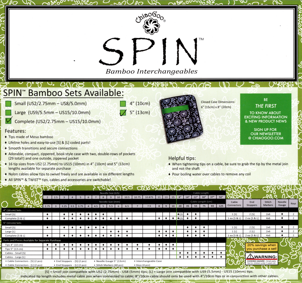 ChiaoGoo Spin Bamboo Interchangeables Sets image 1