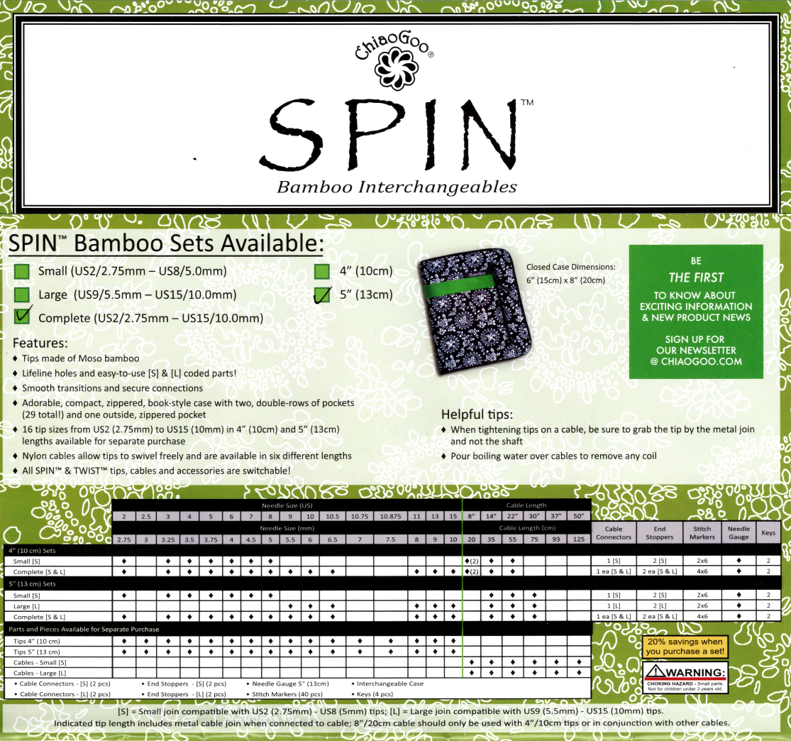 ChiaoGoo Spin Bamboo Interchangeables Sets image 1