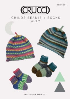 Crucci Pattern 2214 Childs Beanie and Socks Kids image 0