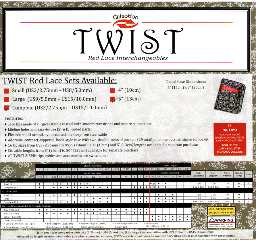 ChiaoGoo TWIST Red Lace Interchangeable Sets image 1