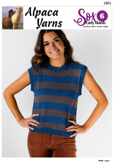 Alpaca Yarns Pattern - Easy Sox 6 Stripe Vest 2801