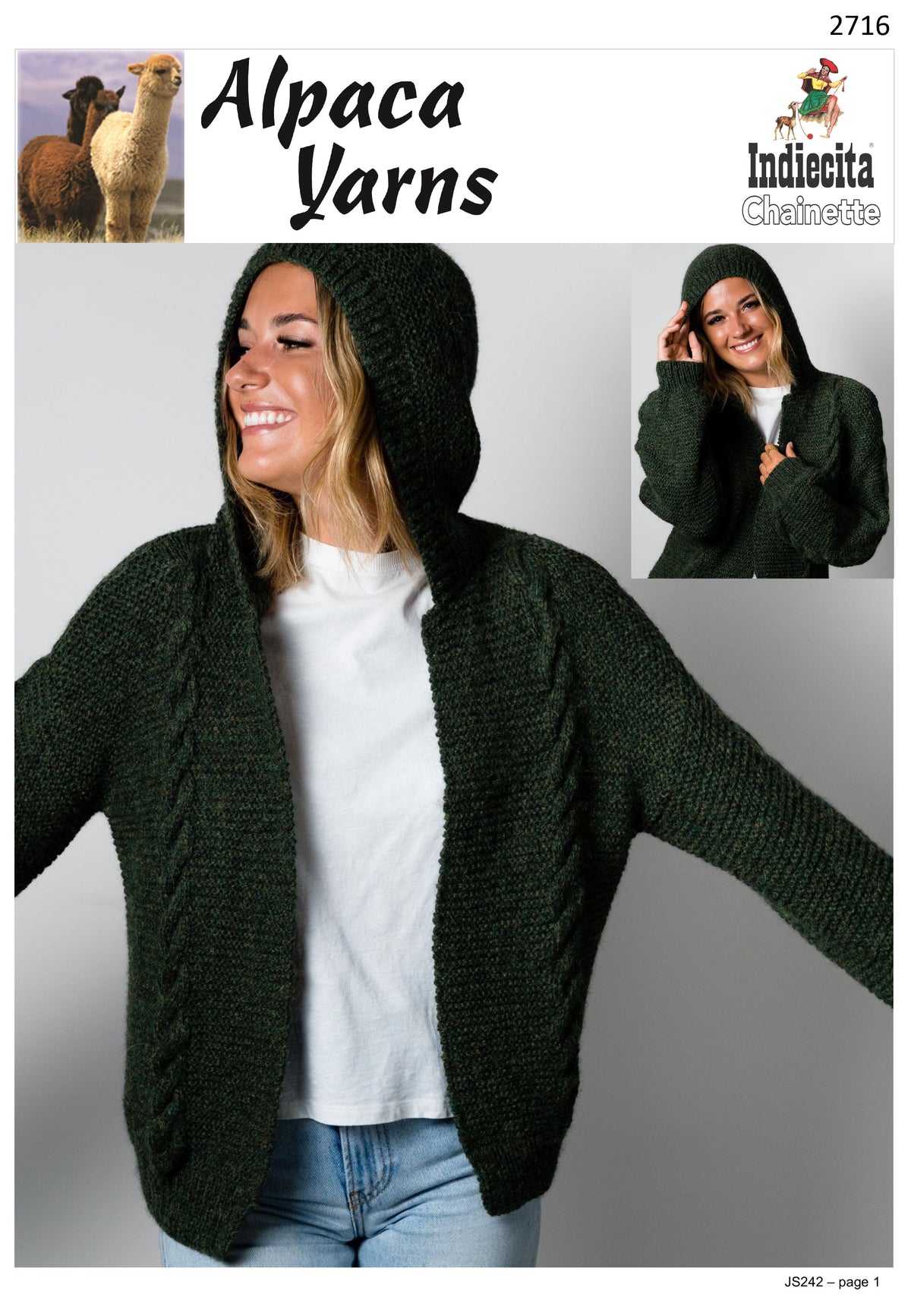 Alpaca Yarns Pattern - Cable Hoodie 2716