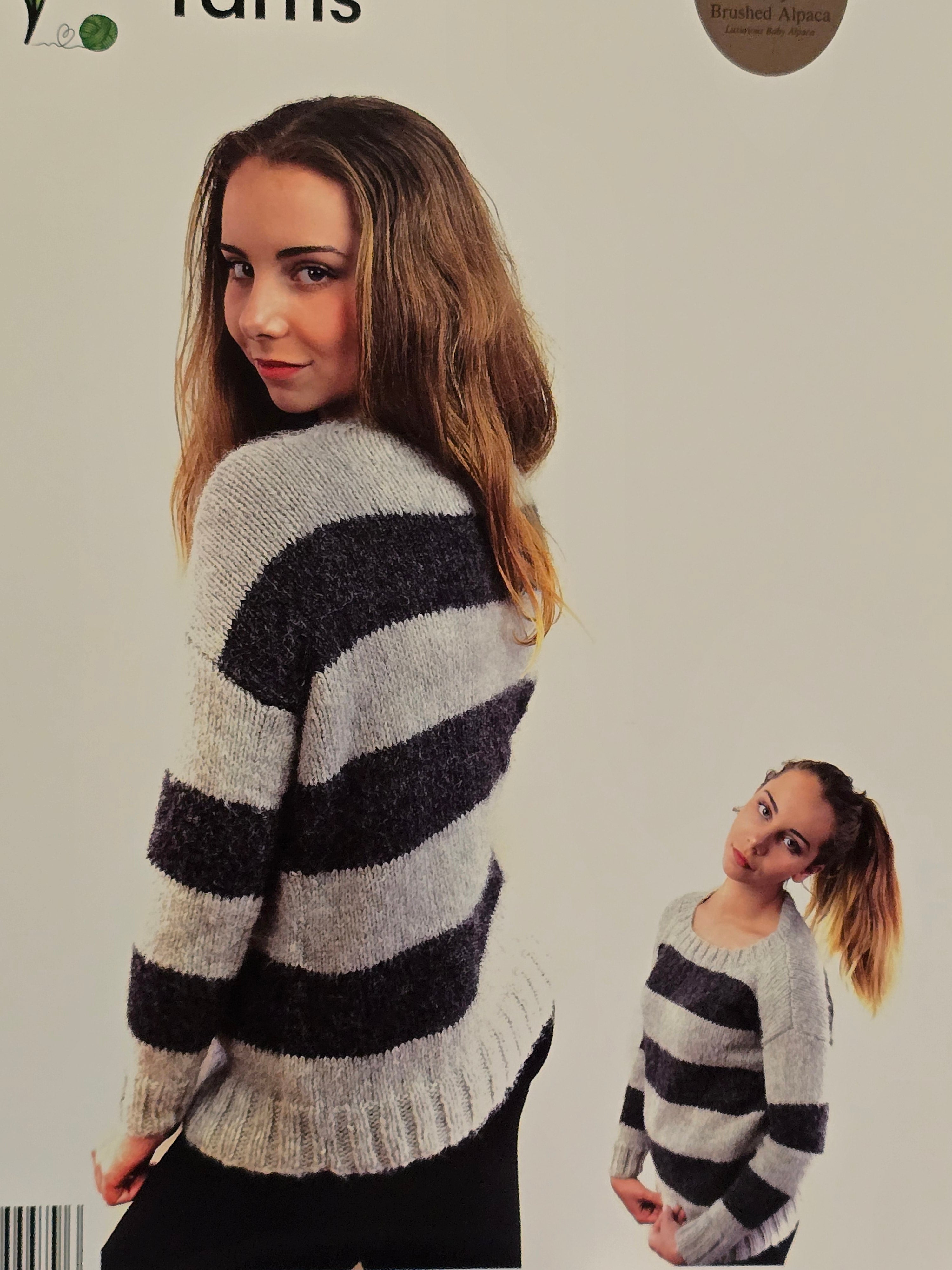 Alpaca Yarns Pattern - Striped or Solid Cosy Sweater 1131