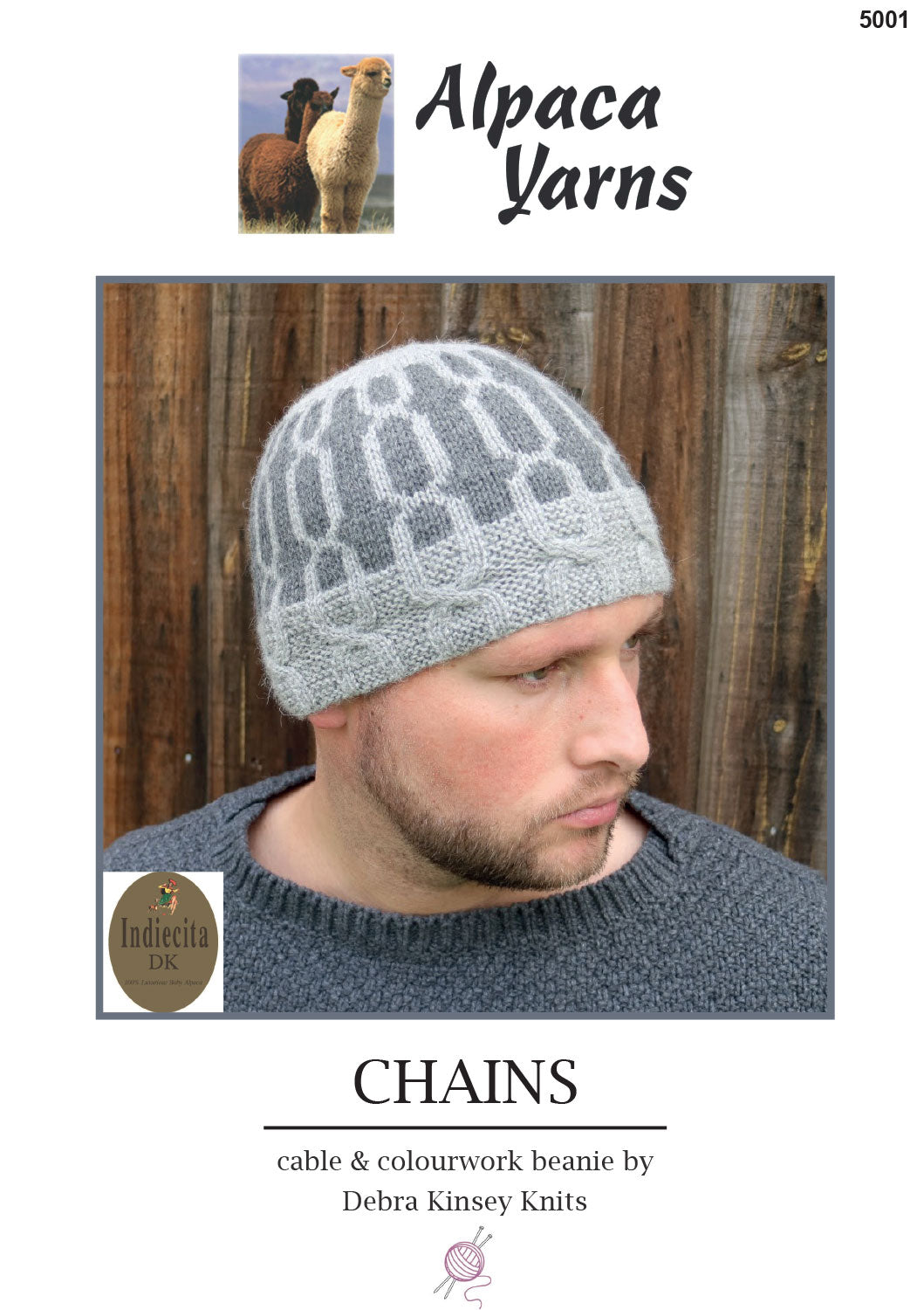 Alpaca Yarns Pattern - Chains Cable & Colourwork Beanie 5001