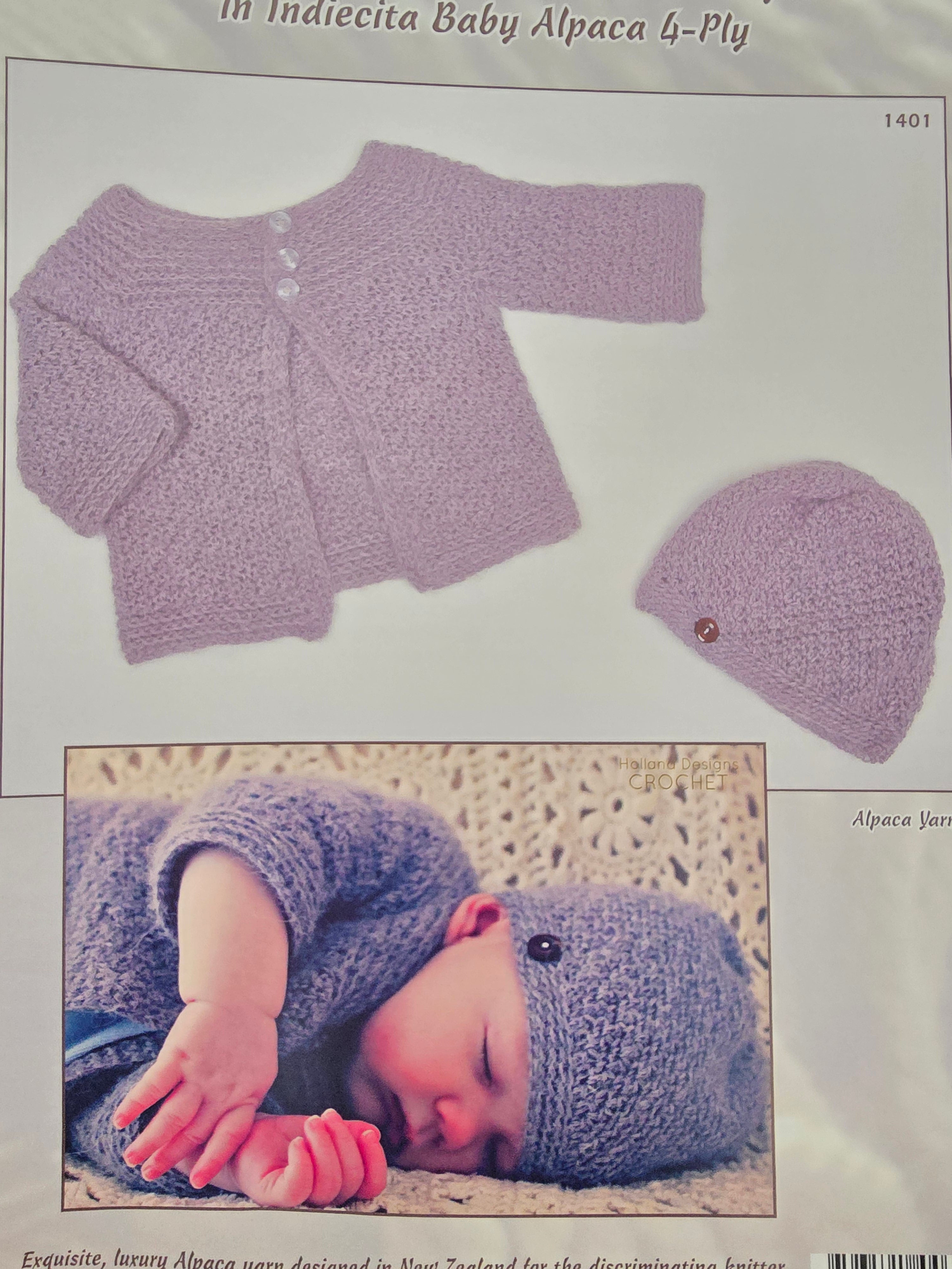 Alpaca Yarns Pattern - Crochet Baby Hat & Cardigan 1401