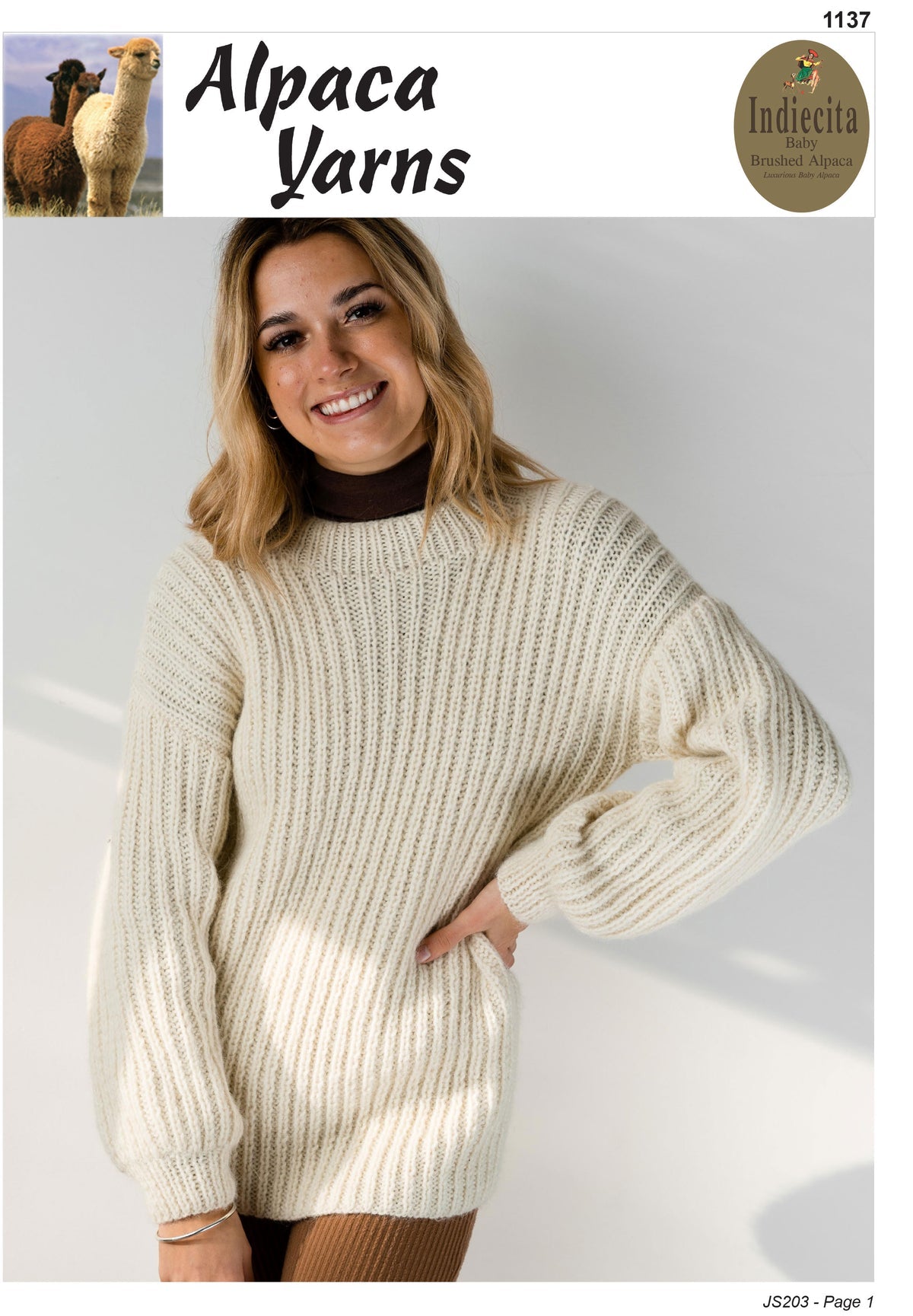 Alpaca Yarns Pattern - Rib Sweater 1137