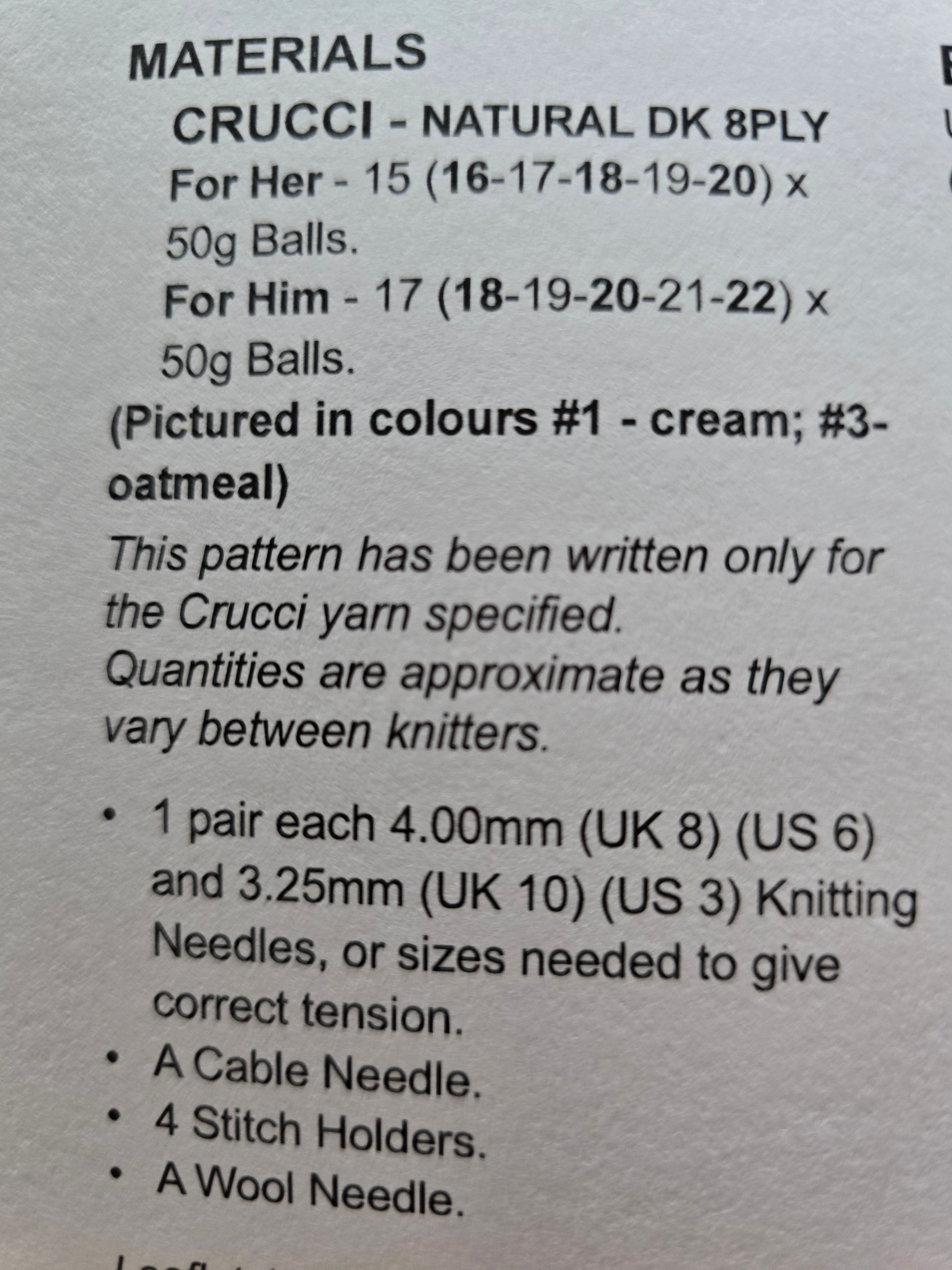 Crucci Pattern - His & Hers Sweaters 1405